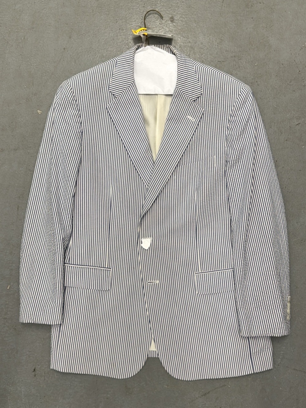 Men's Striped Seersucker Blazer - White & Navy